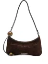 Jacquemus Le Bisou Perle Embellished Leather-trimmed Croc-effect Suede Shoulder Bag In Brown