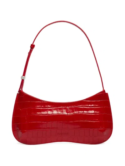 Jacquemus Le Bisou Crocodile-embossed Zip Shoulder Bag In Red
