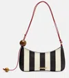 Jacquemus Le Bisou Perle Stripe Woven Raffia Shoulder Bag In Multi