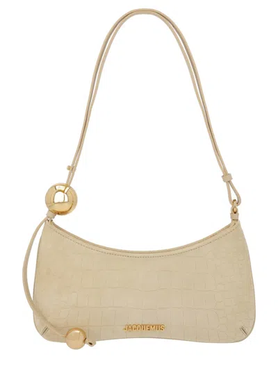 Jacquemus Le Bisou Perle Croc-effect Shoulder Bag In Neutral
