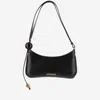 Jacquemus Large Bisou Perle Leather Shoulder Bag In Black