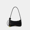 Jacquemus Le Bisou Perle Small Leather Shoulder Bag In Black