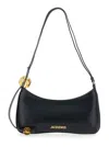 Jacquemus Le Bisou Perle Black Shoulder Bag With Logo Detail In Leather Woman In Black