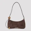 Jacquemus Le Bisou Perle Embellished Leather-trimmed Croc-effect Suede Shoulder Bag In Brown