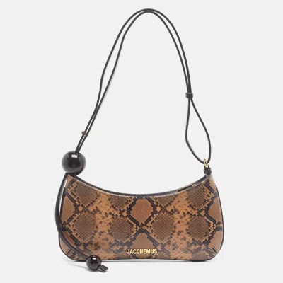 Pre-owned Jacquemus Le Bisou Perle Brown Python Embossed And Leather Bag