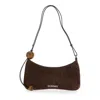 Jacquemus Le Bisou Perle Brown Shoulder Bag With Logo Detail In Suede In Brown