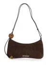 Jacquemus Crocodile-effect Suede Handbag With Adjustable Leather Strap In Brown