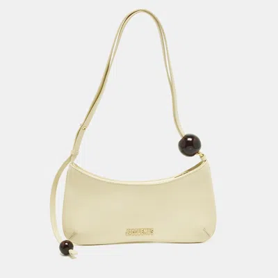 Pre-owned Jacquemus Le Bisou Perle Cream Leather Bag In White