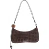 Jacquemus Le Bisou Perle Croc Embossed Suede Shoulder Bag In Brown