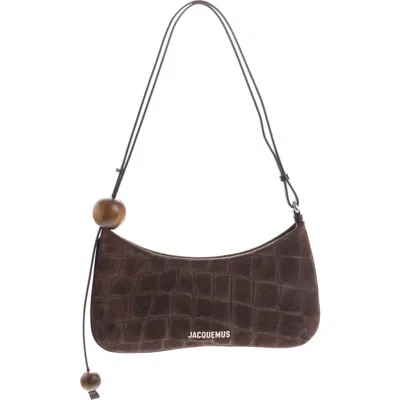 Jacquemus Le Bisou Perle Croc Embossed Suede Shoulder Bag