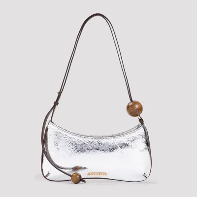 Jacquemus Le Bisou Perle Crinkled Leather Bag In Silver