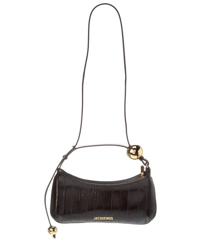 Jacquemus Le Bisou Perle Leather Hobo Bag In Black