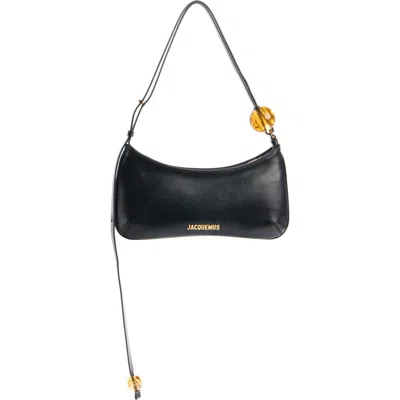 Jacquemus Le Bisou Perle Leather Shoulder Bag In Black