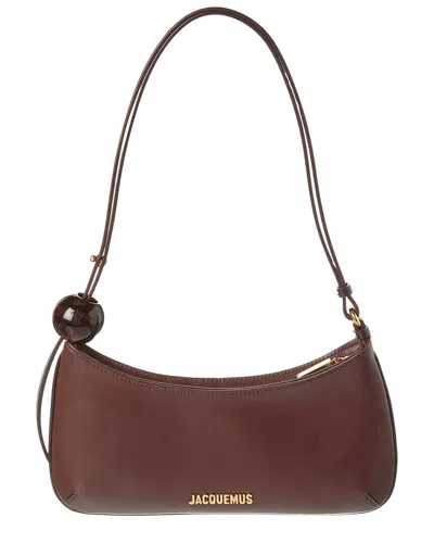 Jacquemus Le Bisou Perle Leather Shoulder Bag In Brown