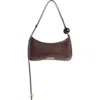 Jacquemus Le Bisou Perle Leather Shoulder Bag In Burgundy