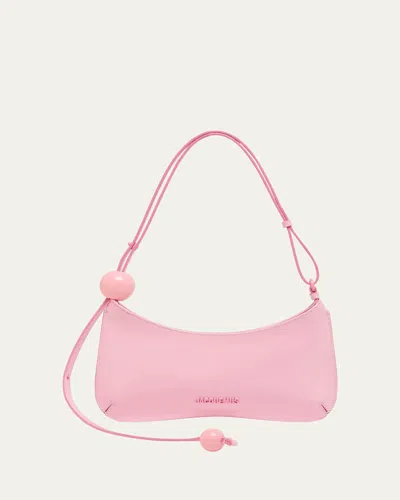 Jacquemus Le Bisou Perle Leather Shoulder Bag In Rose
