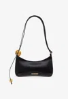Jacquemus Le Bisou Perle Leather Shoulder Bag In Black