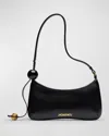 Jacquemus Le Bisou Perle Leather Shoulder Bag In Black