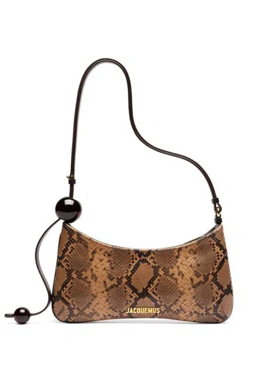 Jacquemus Le Bisou Perle Leather Shoulder Bag In Brown