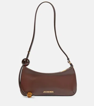 Jacquemus Le Bisou Perle Embellished Leather Shoulder Bag In Brown