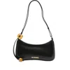 Jacquemus Le Bisou Perle Black Shoulder Bag With Logo Detail In Leather Woman In White