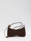 Jacquemus Le Bisou Perle Embellished Leather-trimmed Croc-effect Suede Shoulder Bag
