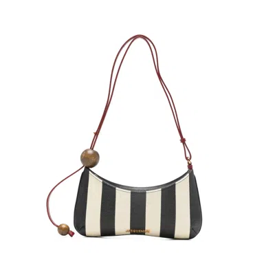 Jacquemus Le Bisou Perle Stripe Woven Raffia Shoulder Bag In Multi