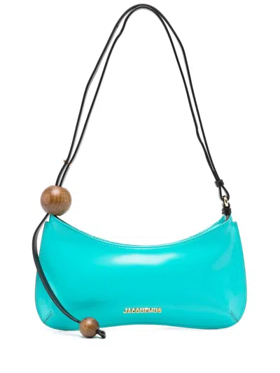 Jacquemus Le Bisou Perle Leather Shoulder Bag In Blue