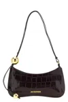 Jacquemus Le Bisou Perle Croc-effect Leather Shoulder Bag In Bordeaux