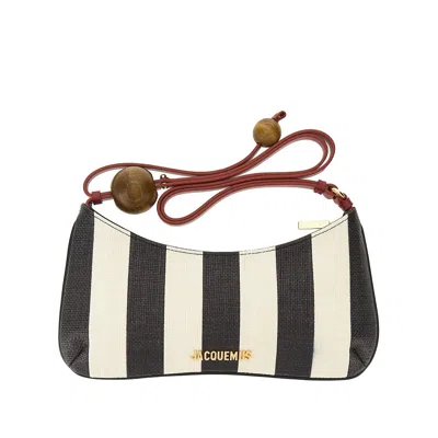 Jacquemus Le Bisou Perle Stripe Woven Raffia Shoulder Bag In Multi
