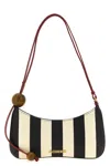 Jacquemus Le Bisou Perle Stripe Woven Raffia Shoulder Bag In Red