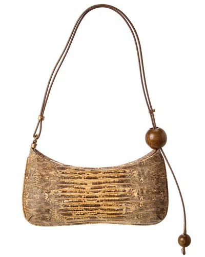Jacquemus Le Bisou Perle Snake-embossed Leather Hobo Bag In Sand