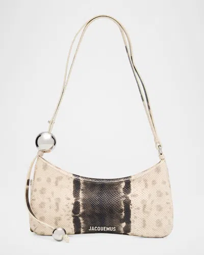 JACQUEMUS LE BISOU PERLE SNAKE-EMBOSSED SHOULDER BAG