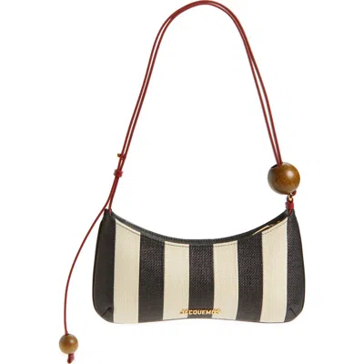 Jacquemus Le Bisou Perle Stripe Woven Raffia Shoulder Bag In Multi