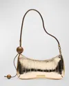 Jacquemus The Bisou Perle Mirrored Leather Shoulder Bag In Gold