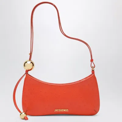 Jacquemus Le Bisou Perle Tote Orange In Embossed Ostrich-effect Leather