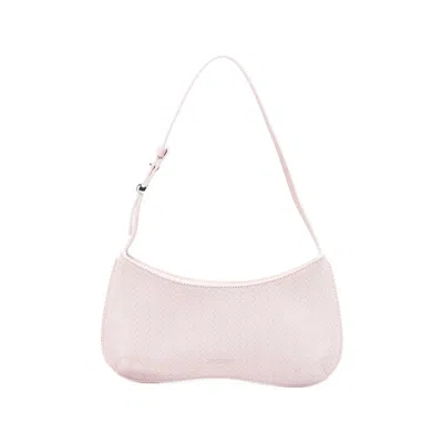 Jacquemus Le Bisou Embellished Woven Suede Shoulder Bag In Pink