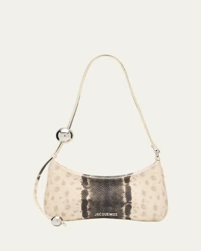 Jacquemus Le Bisou Snake-embossed Leather Shoulder Bag In Brown