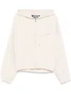 Jacquemus Hooded Drawstring Jacket Zip Pocket In Neutral