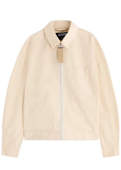 Jacquemus Le Blouson Linu Logo Nylon Jacket In Beige