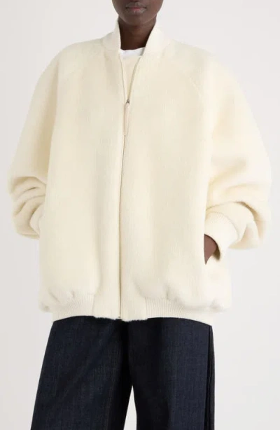 Jacquemus Le Blouson Pilu Alpaca & Virgin Wool Blend Bomber Jacket In Neutral