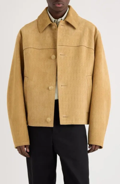 Jacquemus Le Blouson Vannier Basket Weave Leather Jacket In Brown