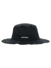 Jacquemus Le Bob Artichaut Black Hat With Metal Logo In Canvas Man In Black
