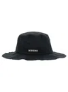 Jacquemus Le Bob Artichaut Black Hat With Metal Logo In Canvas Man In Black