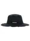 Jacquemus Le Bob Artichaut Black Hat With Metal Logo In Canvas Man