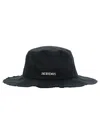Jacquemus Le Bob Artichaut Black Hat With Metal Logo In Canvas Man