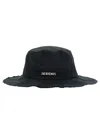 Jacquemus Le Bob Artichaut Black Hat With Metal Logo In Canvas Man