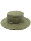 Jacquemus 'le Bob Artichaut' Green Hat With Logo On The Front In Green