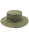 Jacquemus 'le Bob Artichaut' Green Hat With Logo On The Front In Green