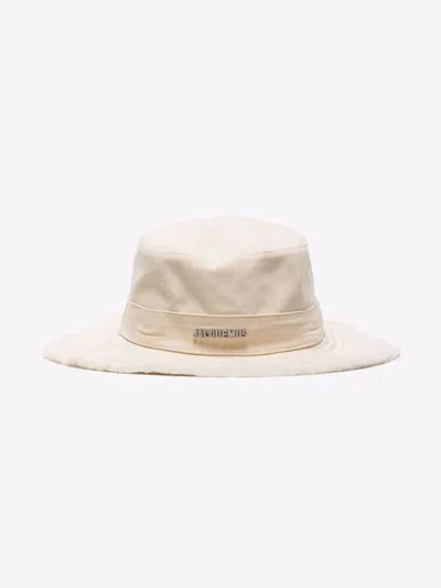 Jacquemus Cotton Logo-plaque Sun Hat In Neutrals
